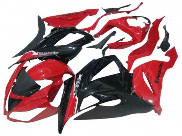 2013-2018 Kawasaki ZX6R Motorcycle Fairing - Red Glossy Black Australia