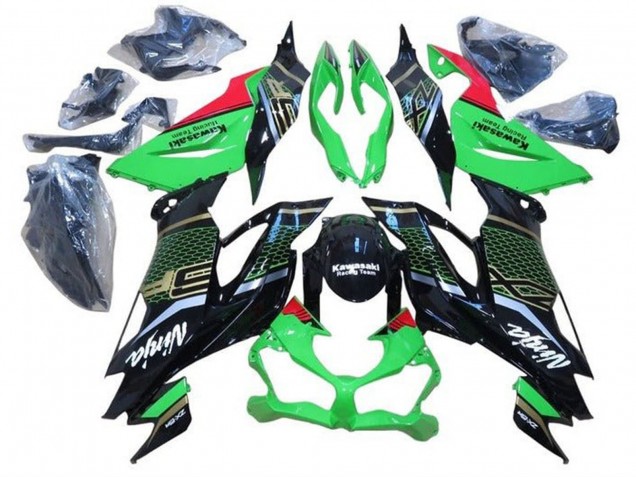 2019-2022 Kawasaki ZX6R Motorcycle Fairings - Green Red Glossy Black Honeycomb Australia