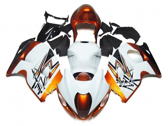 1996-2007 Suzuki GSXR 1300 Hayabusa Motorcycle Fairings - White Orange Black Australia