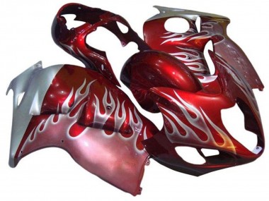Affordable 1996-2007 Suzuki GSXR 1300 Hayabusa Motorcycle Fairings - Red Silver Flame Australia