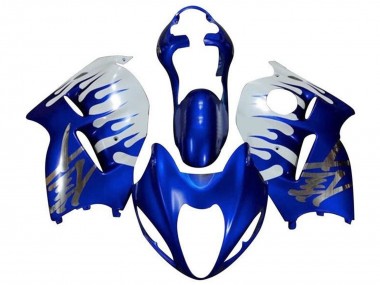 Affordable 1996-2007 Suzuki GSXR 1300 Hayabusa Motorcycle Fairings - White Blue Chrome Flame Australia
