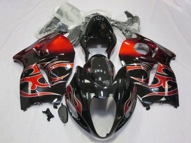 Affordable 1996-2007 Suzuki GSXR 1300 Hayabusa Motorcycle Fairings - Glossy Black Red Tribal Australia