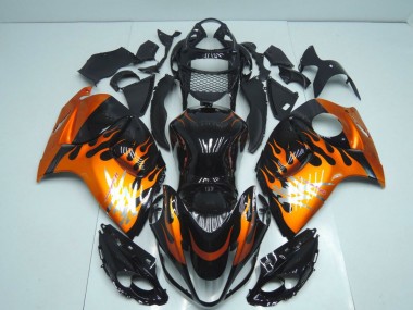 Affordable 2008-2020 Glossy Black Orange Flame Suzuki GSXR 1300 Hayabusa Motorcycle Fairings Australia