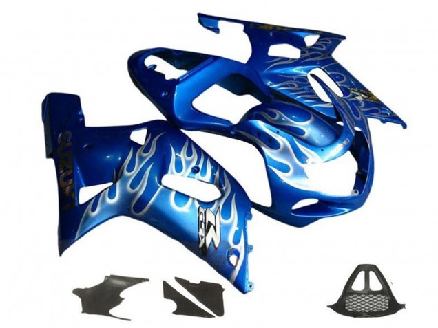 2000-2002 Suzuki GSXR1000 Motorcycle Fairings - Blue White Flame Australia