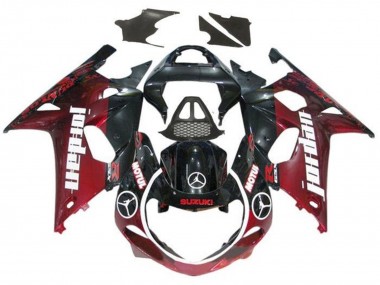Affordable 2000-2002 Suzuki GSXR1000 Motorcycle Fairings - Glossy Black Dark Red Jordan Australia