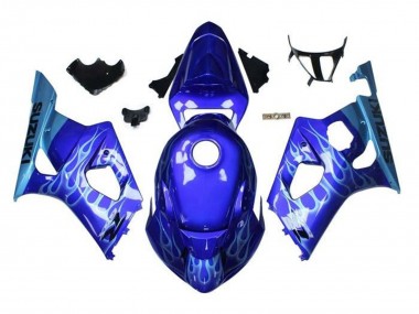 Affordable 2003-2004 Suzuki GSXR 1000 Motorcycle Fairings - Blue Light Blue White Flame Australia