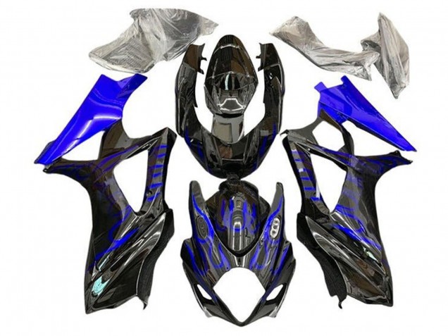 2005-2006 Suzuki GSXR 1000 Motorcycle Fairings - Black Blue Flame Australia