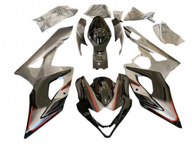 2005-2006 Suzuki GSXR 1000 Motorcycle Fairings - Silver Black Red Stripe Australia