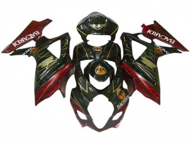Affordable 2007-2008 Suzuki GSXR 1000 Motorcycle Fairings - Black Red Gold BACARDI Australia