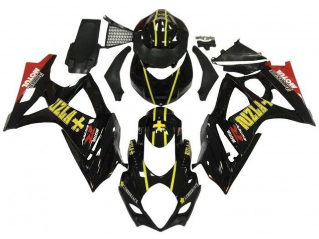 2007-2008 Suzuki GSXR 1000 Motorcycle Fairings - Black Yellow Red Rizla Australia