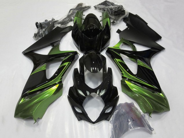 2007-2008 Suzuki GSXR 1000 Motorcycle Fairings - Green Glossy Black Australia