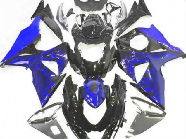 2009-2016 Suzuki GSXR 1000 Motorcycle Fairing - Glossy Black Blue Flame Australia