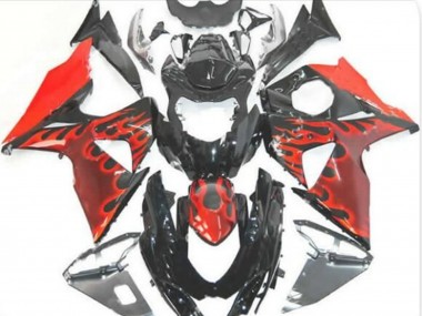 Affordable 2009-2016 Suzuki GSXR 1000 Motorcycle Fairings - Glossy Black Red Flame Australia