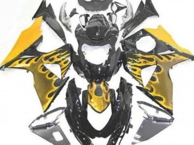 Affordable 2009-2016 Suzuki GSXR 1000 Motorcycle Fairings - Glossy Black Yellow Flame Australia