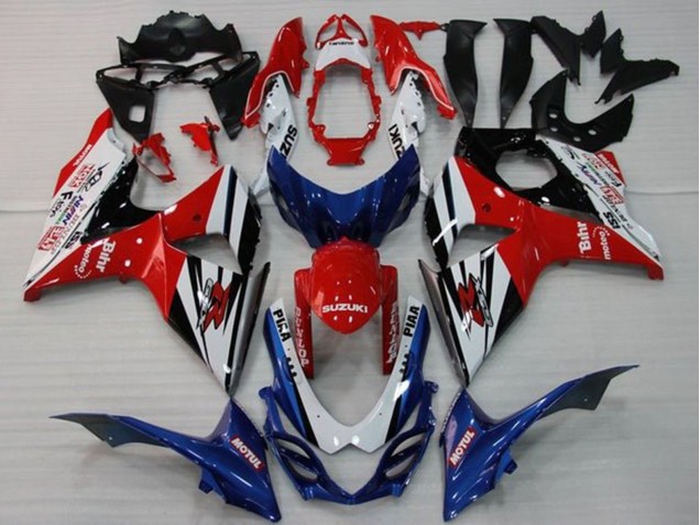 2009-2016 Suzuki GSXR 1000 Motorcycle Fairings - White Red Blue Black Stripe Australia