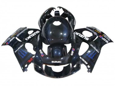 Affordable 1996-2000 Suzuki GSXR 600 / GSXR 750 Motorcycle Fairings - Black Dark Blue Monster Australia