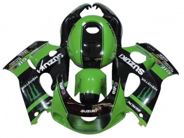 1996-2000 Suzuki GSXR 600 / GSXR 750 Motorcycle Fairings - Green Black Monster Australia