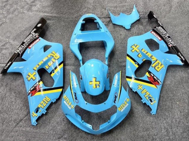 2001-2003 Suzuki GSXR 600 / GSXR 750 Motorcycle Fairings - Light Blue Yellow Black Black Rizla Australia