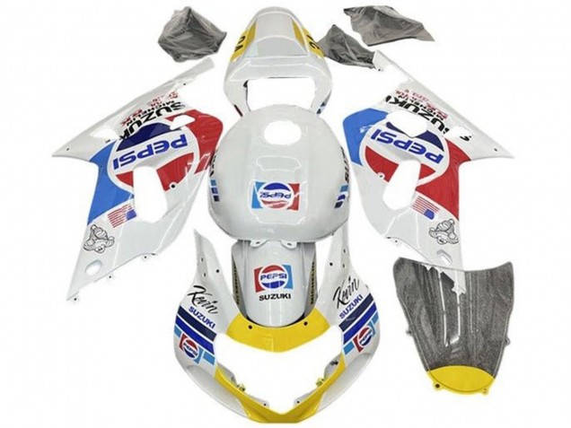 2001-2003 Suzuki GSXR 600 / GSXR 750 Motorcycle Fairings - White Blue Red Yellow Pepsi Australia