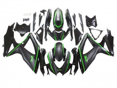 Affordable 2008-2010 Suzuki GSXR 600 / GSXR 750 Motorcycle Fairings - Matte Black Green Stripe Australia