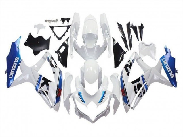 2008-2010 Suzuki GSXR 600 / GSXR 750 Motorcycle Fairings - White Blue Stripe Australia