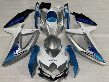 Affordable 2008-2010 Suzuki GSXR 600 / GSXR 750 Motorcycle Fairings - White Silver Light Blue Black Australia
