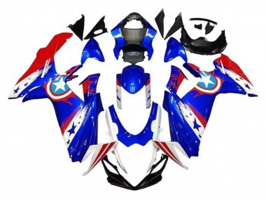 Affordable 2011-2024 Suzuki GSXR 600 / GSXR 750 Motorcycle Fairings - Blue White Red Captain America Australia