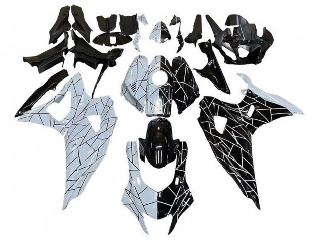2021-2024 Yamaha YZF R7 Motorcycle Fairings - White Black Split Stripe Australia
