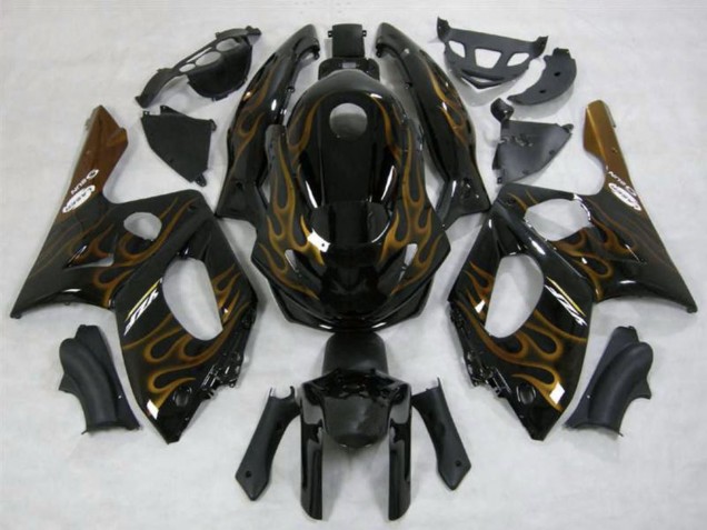 1996-2007 Yamaha YZF600R Thundercat Motorcycle Fairings - Black Dark Gold Flame Australia