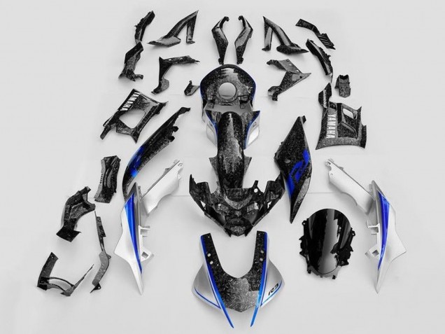 2019-2021 Yamaha YZF R3/R25 Motorcycle Fairings - White Blue Black Forged Carbon Fiber Style Australia