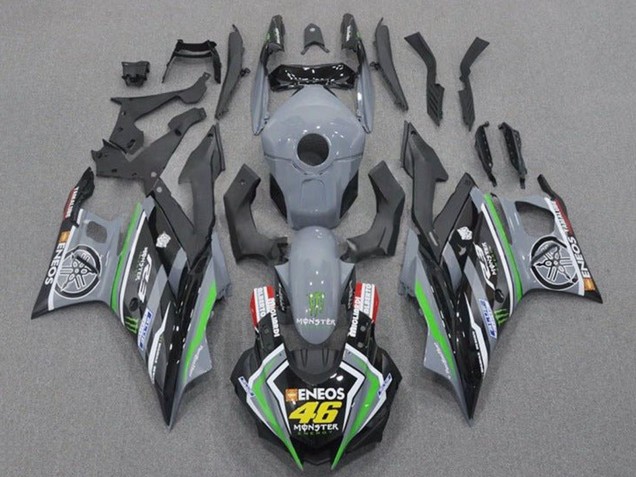 2019-2021 Yamaha YZF R3/R25 Motorcycle Fairings - Grey Black Green Black ENEOS Monster 46 Australia