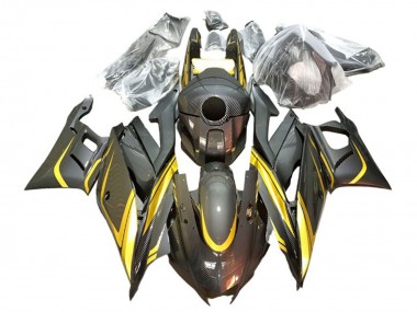 Affordable 2022-2024 Yamaha YZF R3/R25 Motorcycle Fairings - Gold Black Carbon Fiber Style Australia