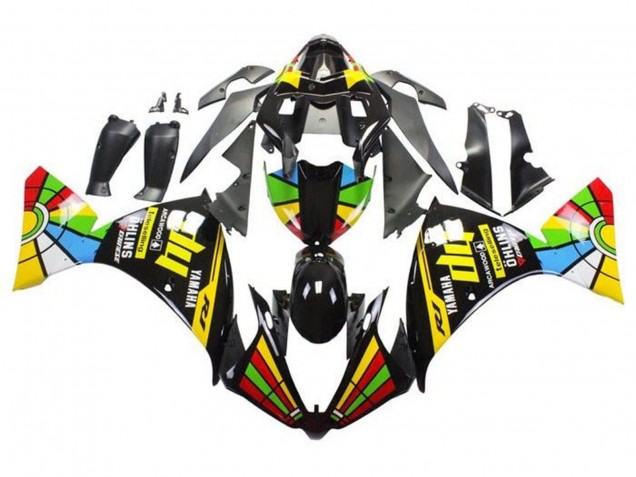 2009-2011 Yamaha YZF 1000 R1 Motorcycle Fairings - Glossy Black HP Color Wheel Australia