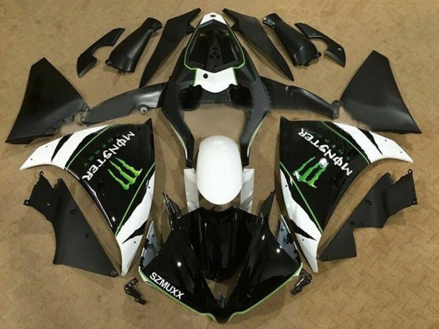 2009-2011 Yamaha YZF 1000 R1 Motorcycle Fairings - White Black Green Monster Energy Australia