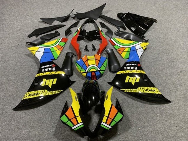 2009-2011 Yamaha YZF 1000 R1 Motorcycle Fairings - Black Yellow HP Color Wheel Australia