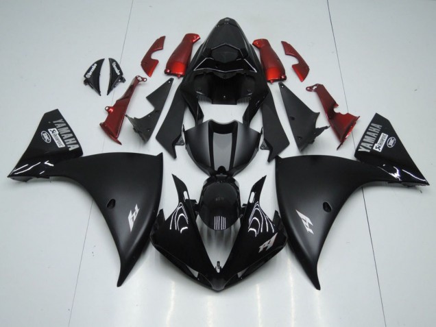 2009-2011 Yamaha YZF 1000 R1 Motorcycle Fairings - Glossy Black Matte Black White Decal Red Australia