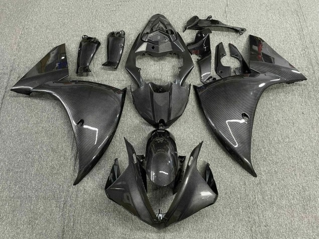 2012-2014 Yamaha YZF 1000 R1 Motorcycle Fairings - Faux Carbon Fiber Grey Black Australia