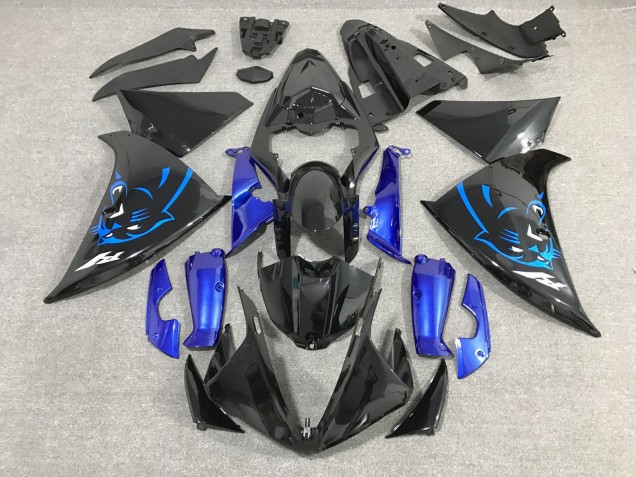 2012-2014 Yamaha YZF 1000 R1 Motorcycle Fairings - Glossy Black Blue Panther Australia