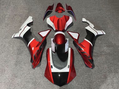 Affordable 2015-2019 Yamaha YZF 1000 R1 Motorcycle Fairings - White Red Faux Carbon Fiber Australia