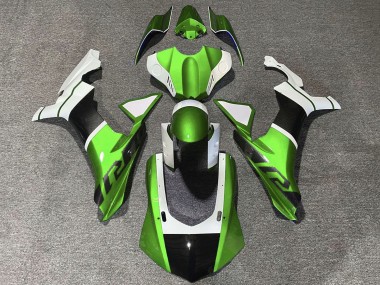 Affordable 2015-2019 Yamaha YZF 1000 R1 Motorcycle Fairings - White Green Faux Carbon Fiber Australia
