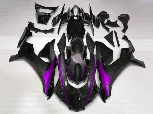 2020-2025 Yamaha YZF 1000 R1 Motorcycle Fairings - Faux Carbon Fiber Purple Stripe Australia