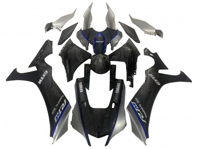 2020-2025 Yamaha YZF 1000 R1 Motorcycle Fairings - Faux Carbon Fiber Silver Blue Australia