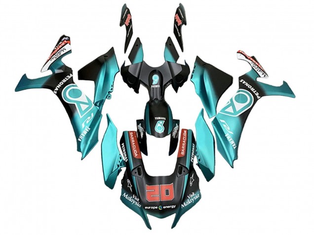 2020-2025 Yamaha YZF 1000 R1 Motorcycle Fairings - Turquoise Blue Matte Black Petronas Australia