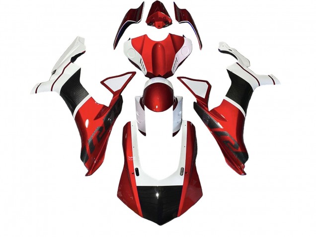 2020-2025 Yamaha YZF 1000 R1 Motorcycle Fairings - White Red Faux Carbon Fiber Australia