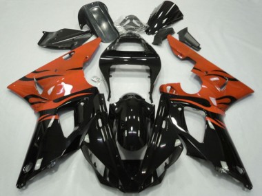 Affordable 2000-2001 Yamaha YZF 1000 R1 Motorcycle Fairings - Orange Glossy Black Flame Australia