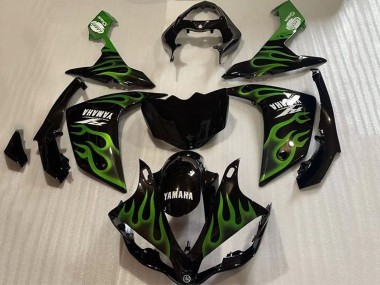 Affordable 2007-2008 Yamaha YZF 1000 R1 Motorcycle Fairings - Glossy Black Green Flame Australia