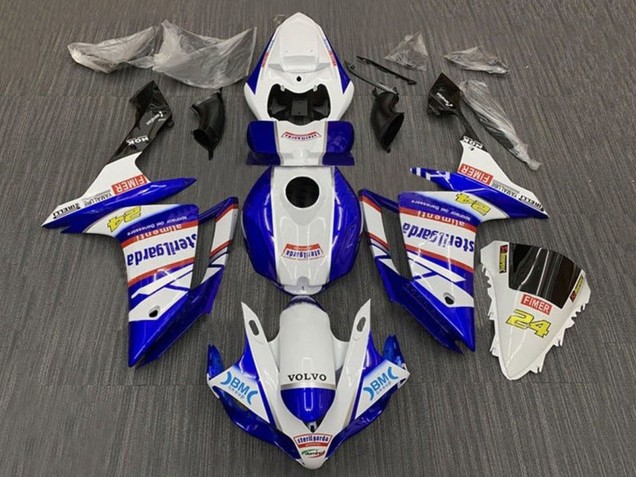 2007-2008 Yamaha YZF 1000 R1 Motorcycle Fairings - White Blue Red Volvo Fimer Sterilgarda Australia