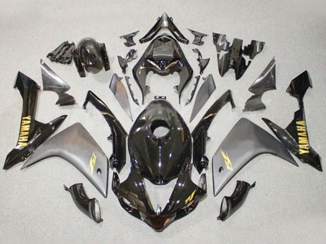 2007-2008 Yamaha YZF 1000 R1 Motorcycle Fairings - Grey Glossy Black Gold Decal Australia