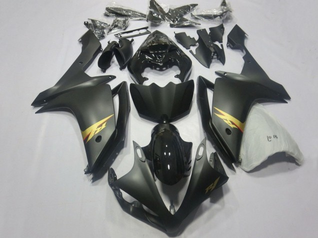 2007-2008 Yamaha YZF 1000 R1 Motorcycle Fairings - Glossy Black Matte Black Gold Decal Australia