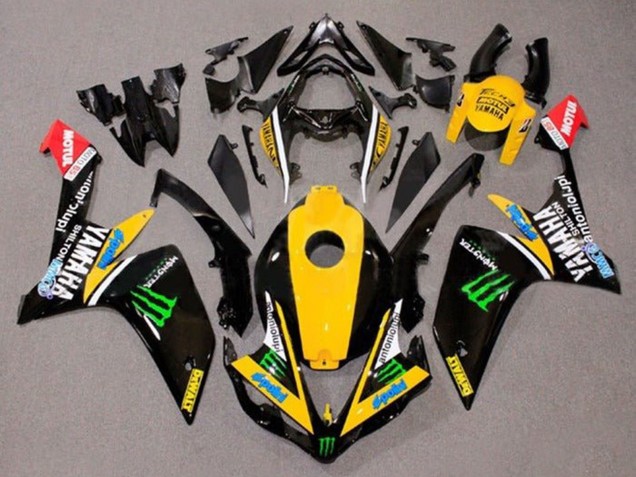 2007-2008 Yamaha YZF 1000 R1 Motorcycle Fairings - Yellow White Black Green Monster Dewalt Australia